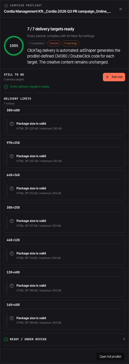 Clean Preflight result