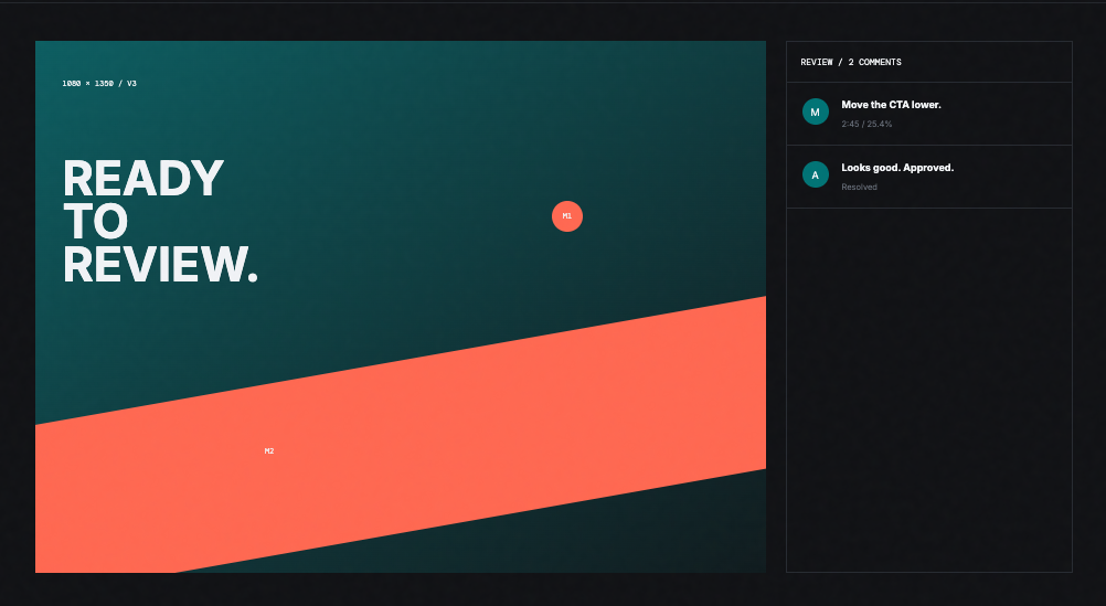 Banner and video review with pinpoint comments and approval